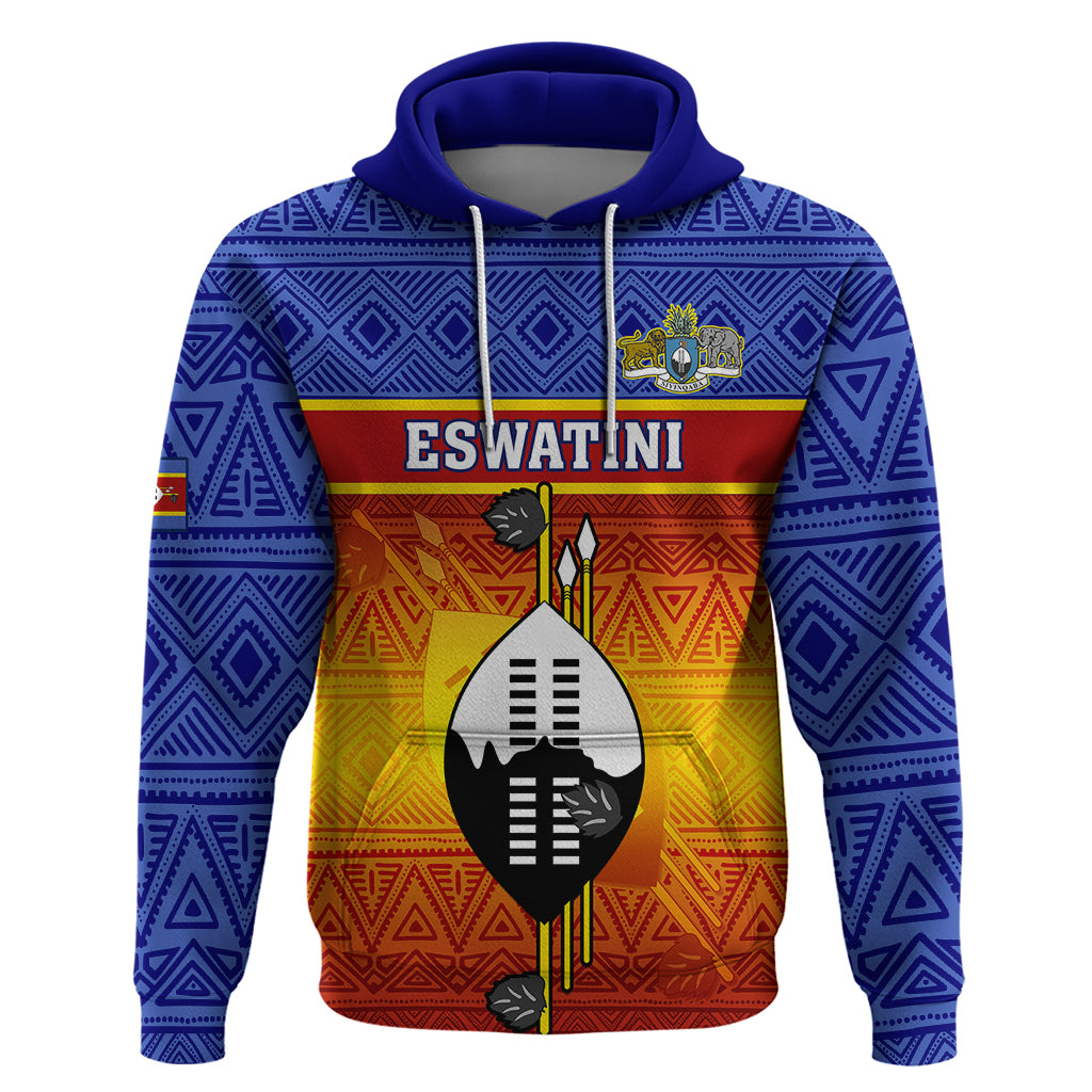 Personalised Eswatini Independence Day Hoodie Swaziland Nguni Shield Gradient African Pattern LT14