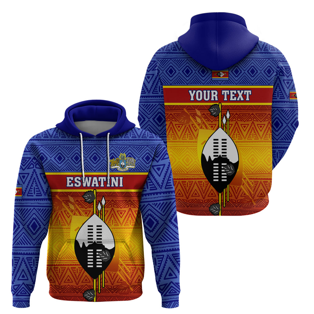 Personalised Eswatini Independence Day Hoodie Swaziland Nguni Shield Gradient African Pattern LT14