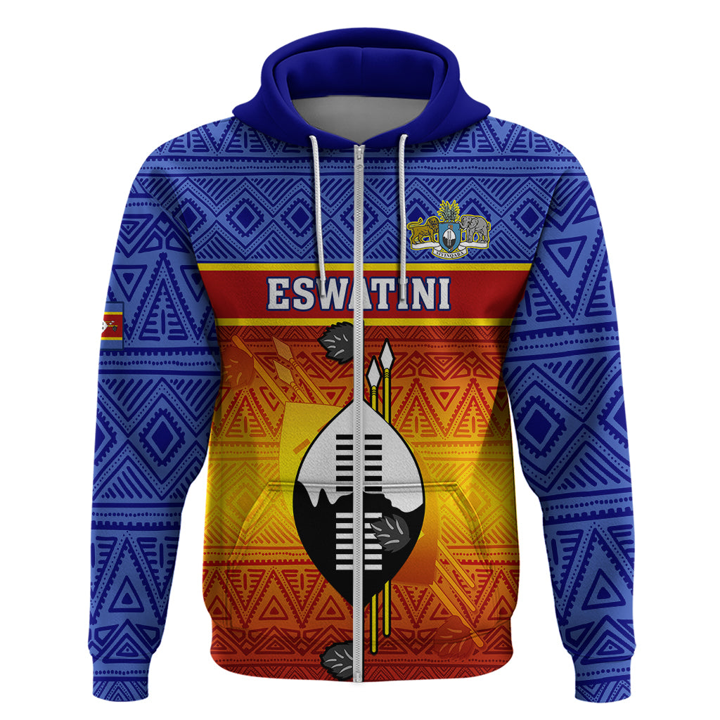 Personalised Eswatini Independence Day Hoodie Swaziland Nguni Shield Gradient African Pattern LT14