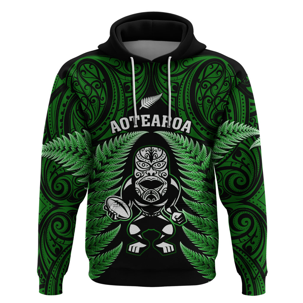 New Zealand Aotearoa Rugby Hoodie NZ Tiki With Maori Fern World Cup Green Version LT14