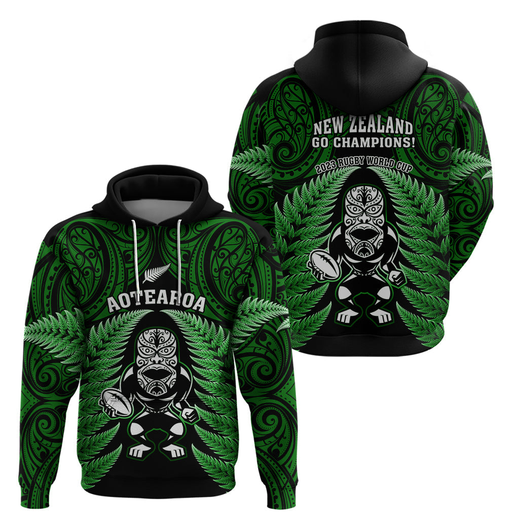 New Zealand Aotearoa Rugby Hoodie NZ Tiki With Maori Fern World Cup Green Version LT14