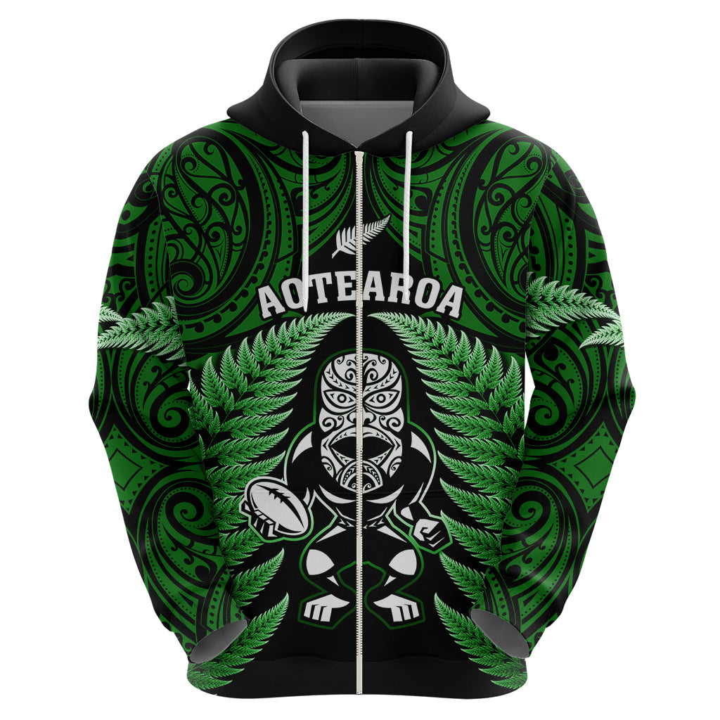 New Zealand Aotearoa Rugby Hoodie NZ Tiki With Maori Fern World Cup Green Version LT14