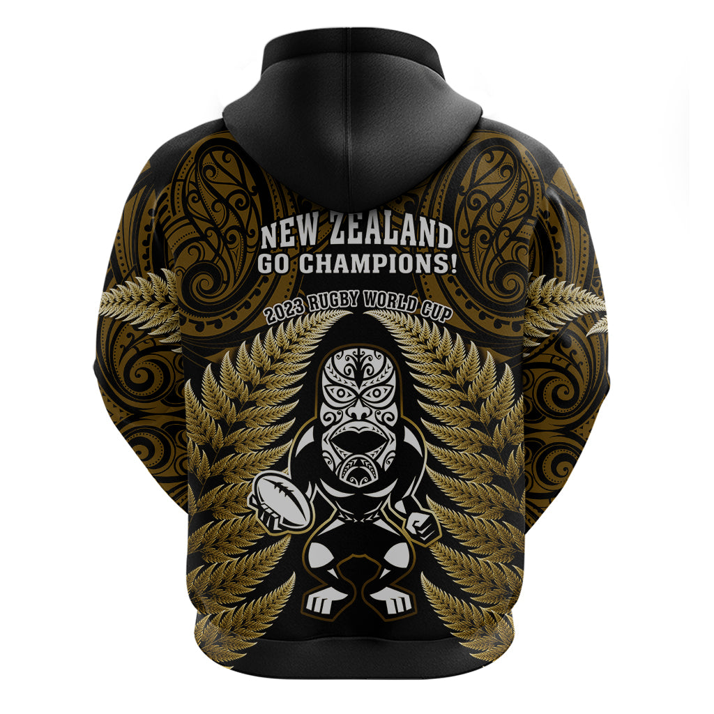 New Zealand Aotearoa Rugby Hoodie NZ Tiki With Maori Fern World Cup Gold Version LT14