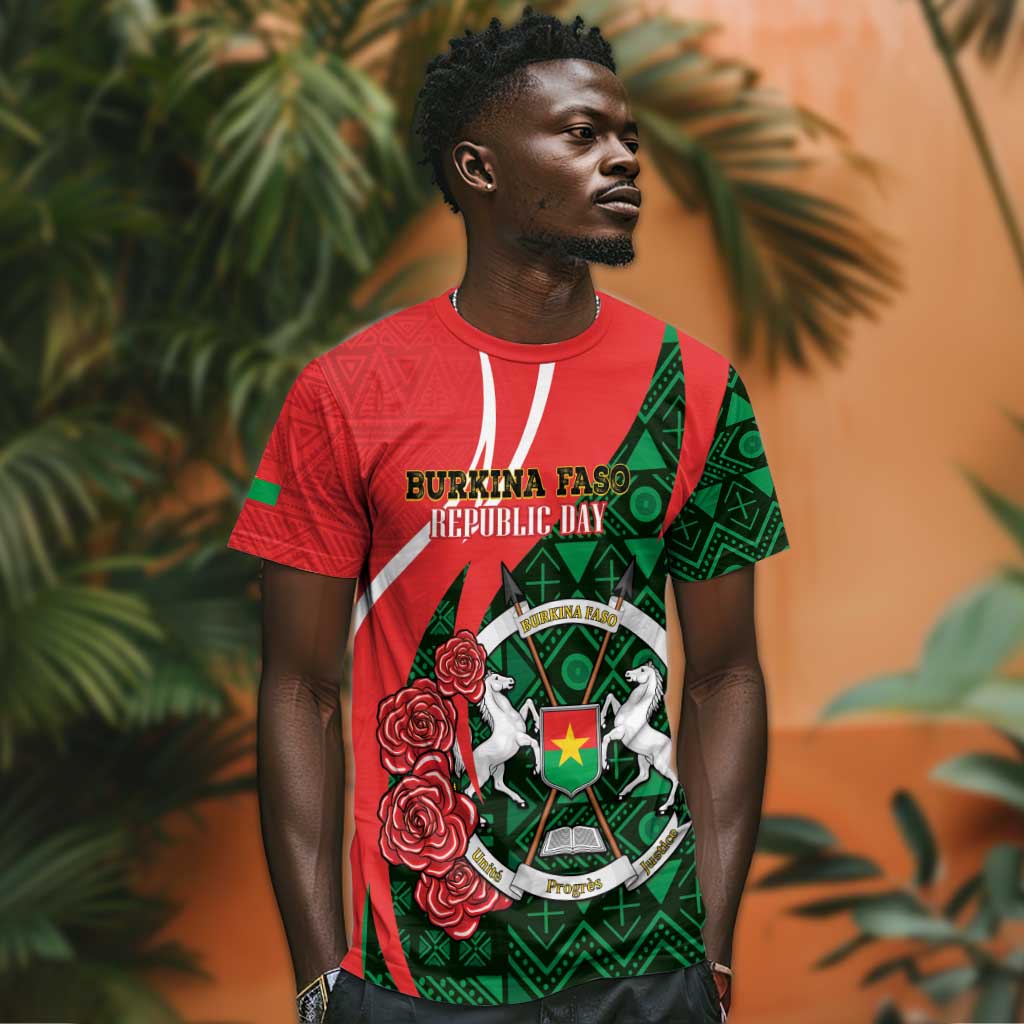 Personalized Burkina Faso Republic Day T shirt Bogolan Mudcloth - Coat Of Arms Design LT14