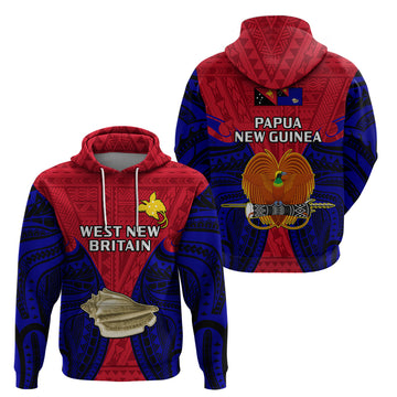 Papua New Guinea Hoodie West New Britain Province Mix Coat Of Arms Polynesian Art LT14