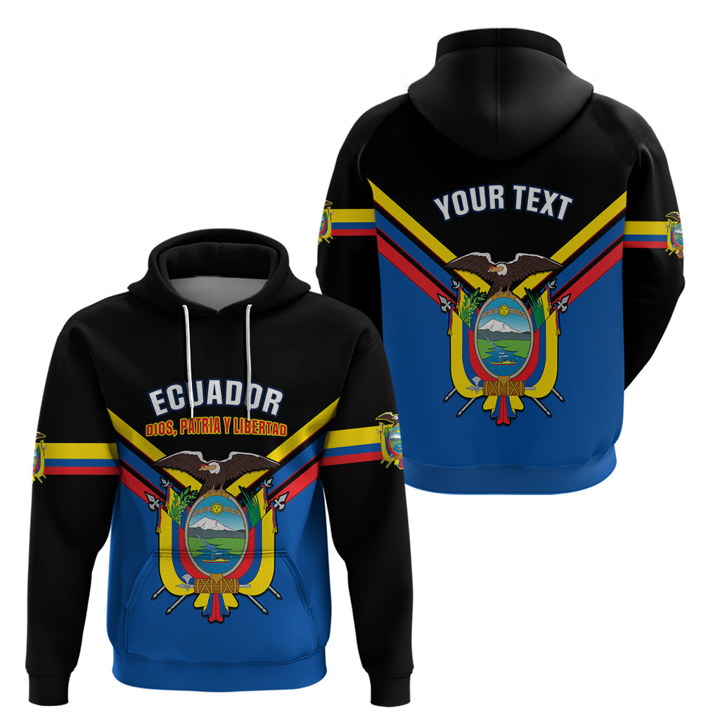 Personalised Ecuador Hoodie Ecuadorian Coat Of Arms Black Version LT14