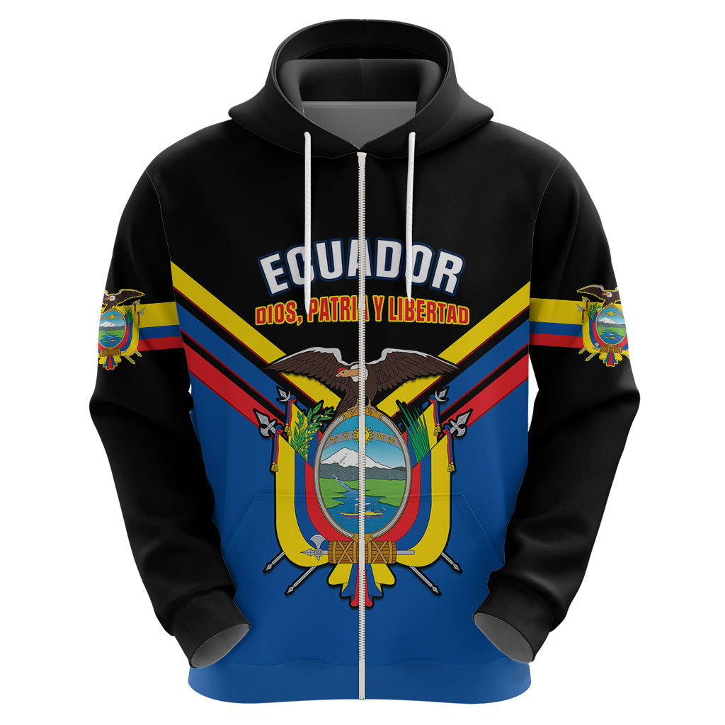 Personalised Ecuador Hoodie Ecuadorian Coat Of Arms Black Version LT14