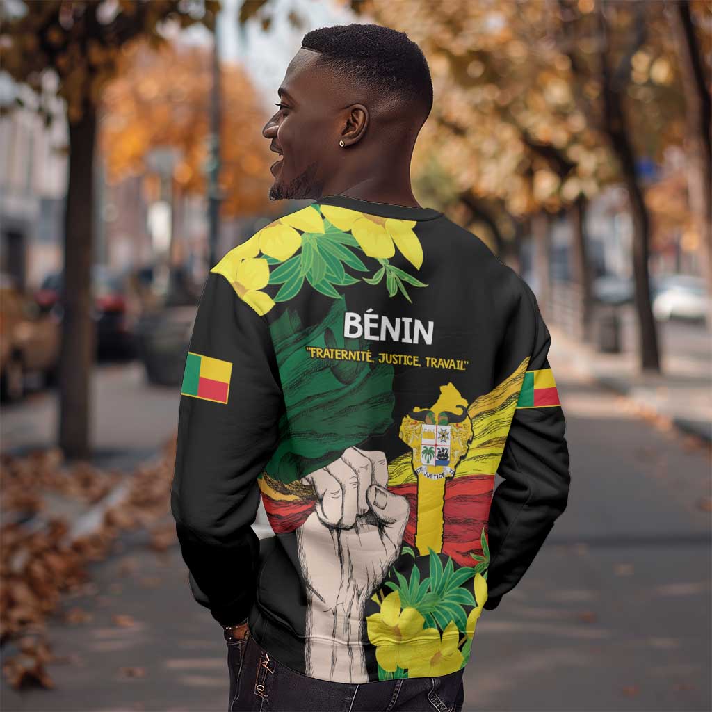 Benin National Day Sweatshirt Happy 64th Independence Anniversary Yellow Allamanda LT14