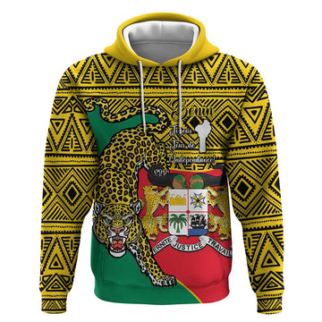 Personalised Benin National Day Hoodie Coat Of Arms With Leopard African Pattern LT14