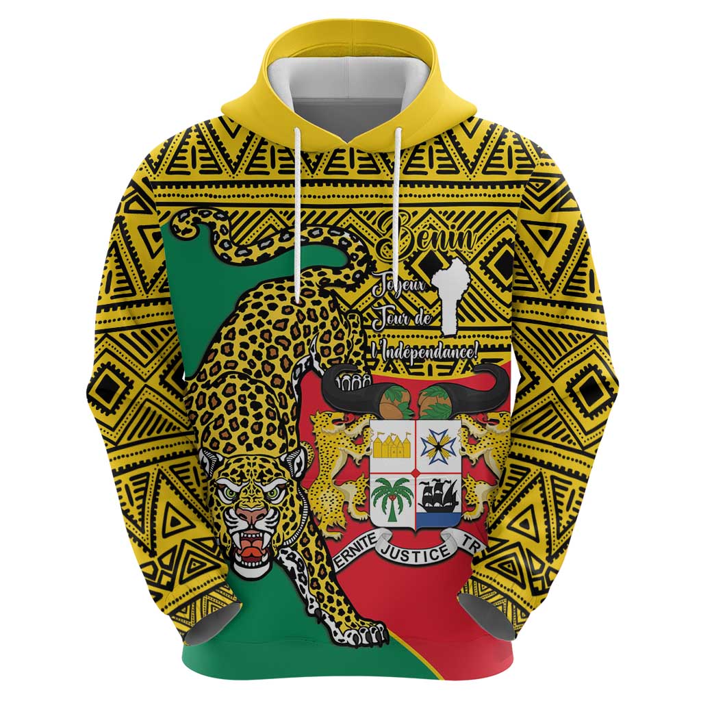 Personalised Benin National Day Hoodie Coat Of Arms With Leopard African Pattern LT14