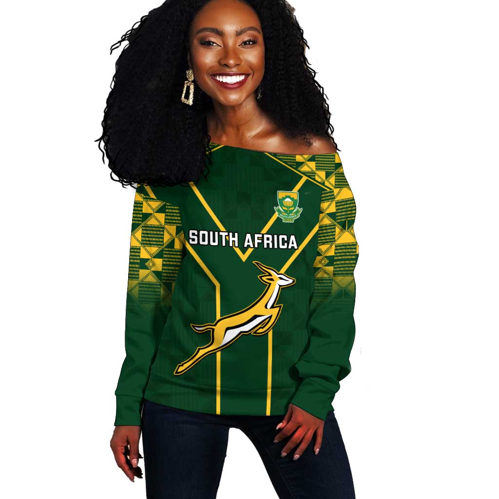 South Africa Rugby Off Shoulder Sweater Go Champions Springboks LT14