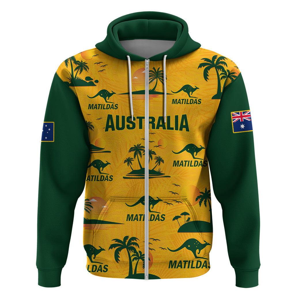 Custom Australia Soccer Hoodie Matildas World Cup 2023 Tropical Style LT14