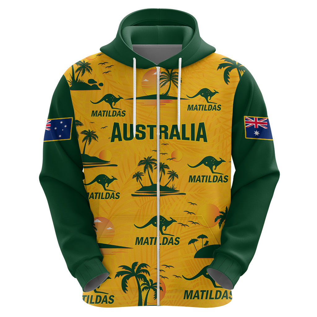 Custom Australia Soccer Hoodie Matildas World Cup 2023 Tropical Style LT14