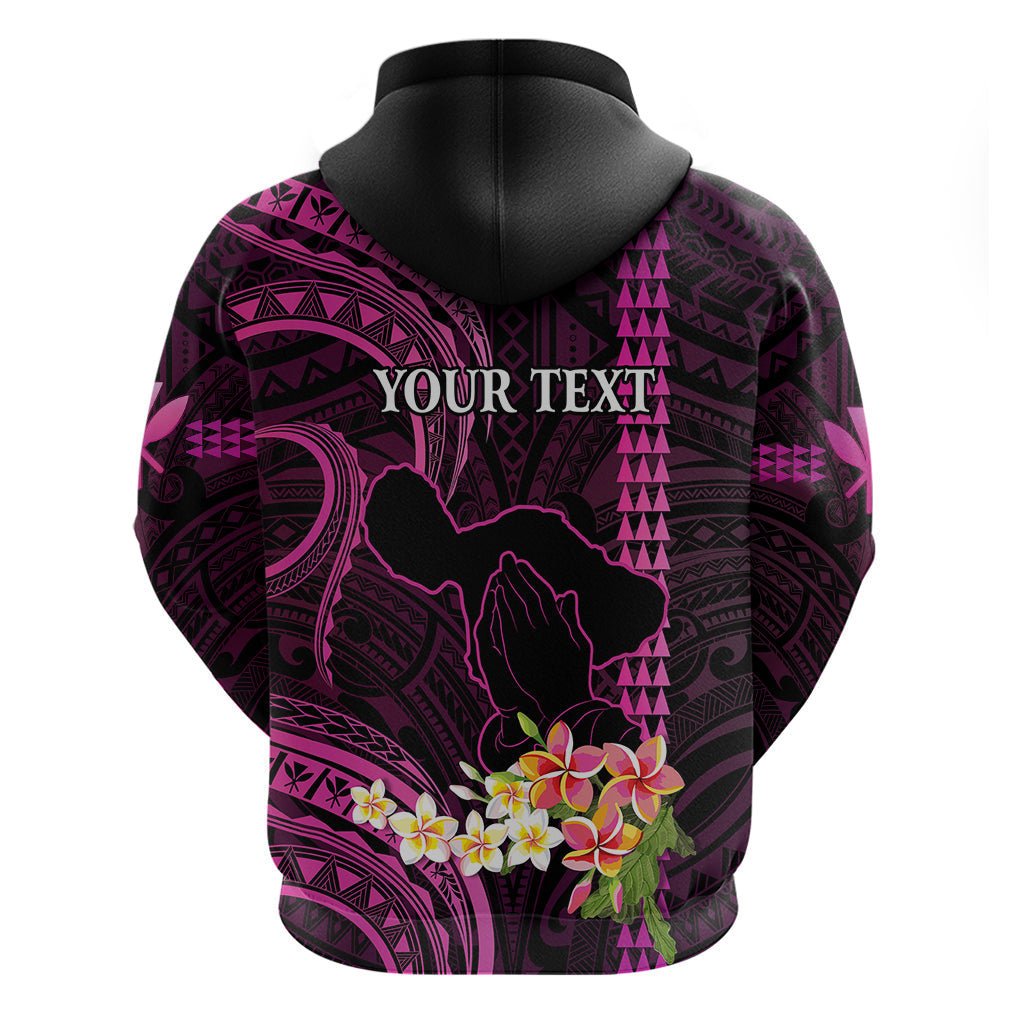 Personalised Hawaii Hoodie Pray For Maui Hawaiian Plumeria Be Strong Pink Verison LT14
