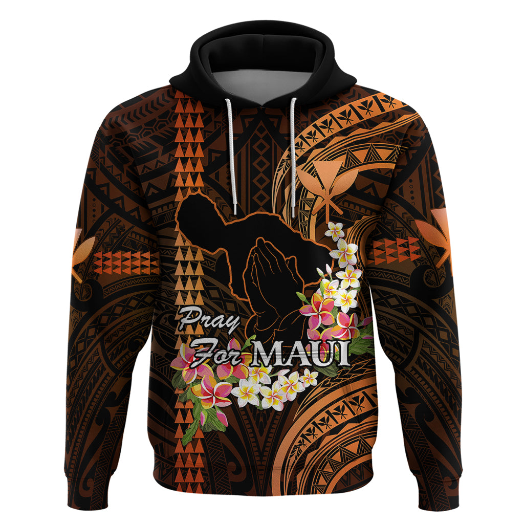 Hawaii Hoodie Pray For Maui Hawaiian Plumeria Be Strong Gold Verison LT14