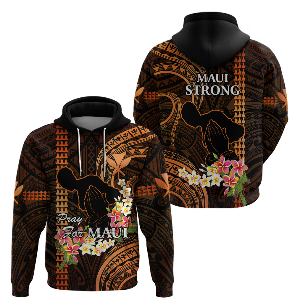 Hawaii Hoodie Pray For Maui Hawaiian Plumeria Be Strong Gold Verison LT14