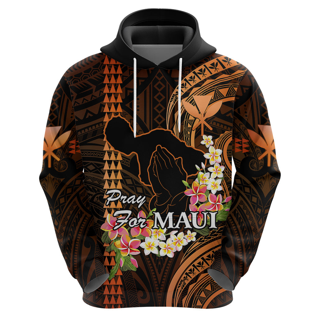 Hawaii Hoodie Pray For Maui Hawaiian Plumeria Be Strong Gold Verison LT14