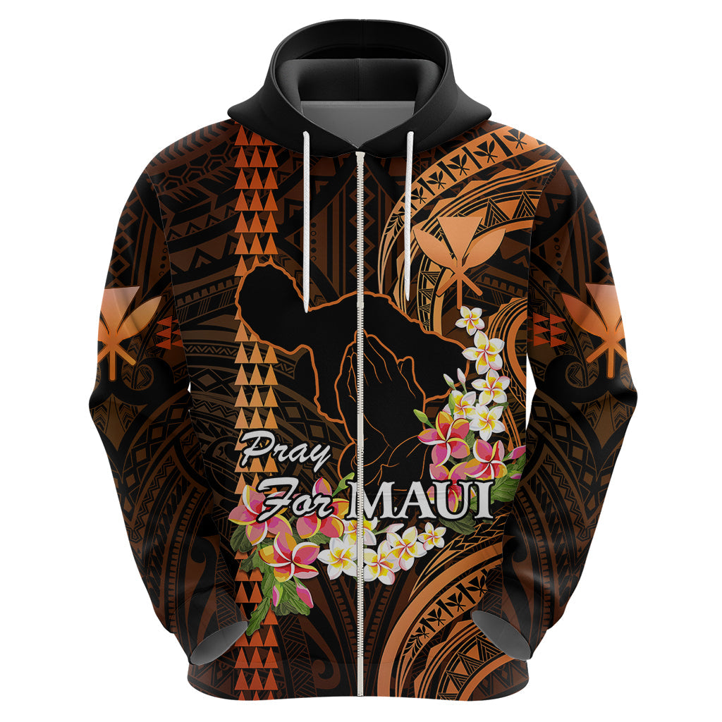 Hawaii Hoodie Pray For Maui Hawaiian Plumeria Be Strong Gold Verison LT14