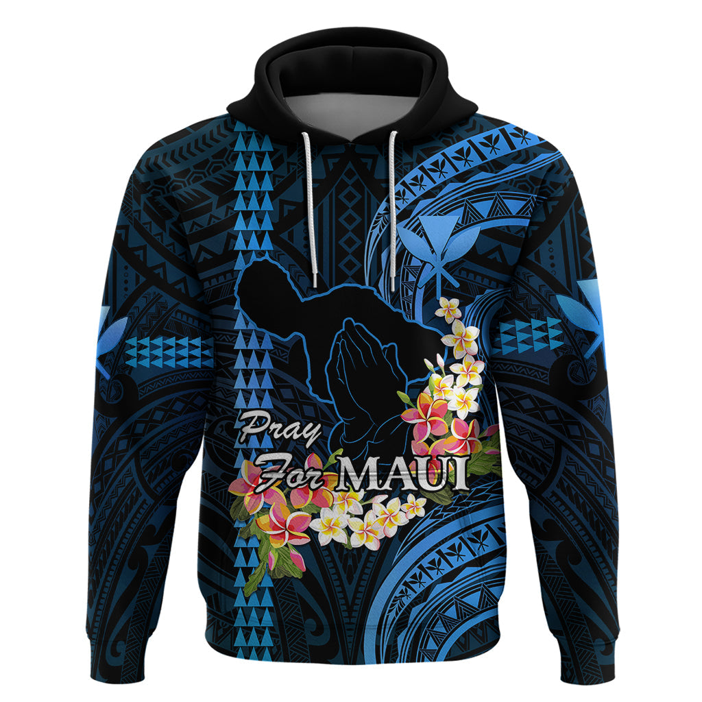 Hawaii Hoodie Pray For Maui Hawaiian Plumeria Be Strong Blue Verison LT14