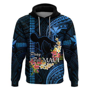 Hawaii Hoodie Pray For Maui Hawaiian Plumeria Be Strong Blue Verison LT14