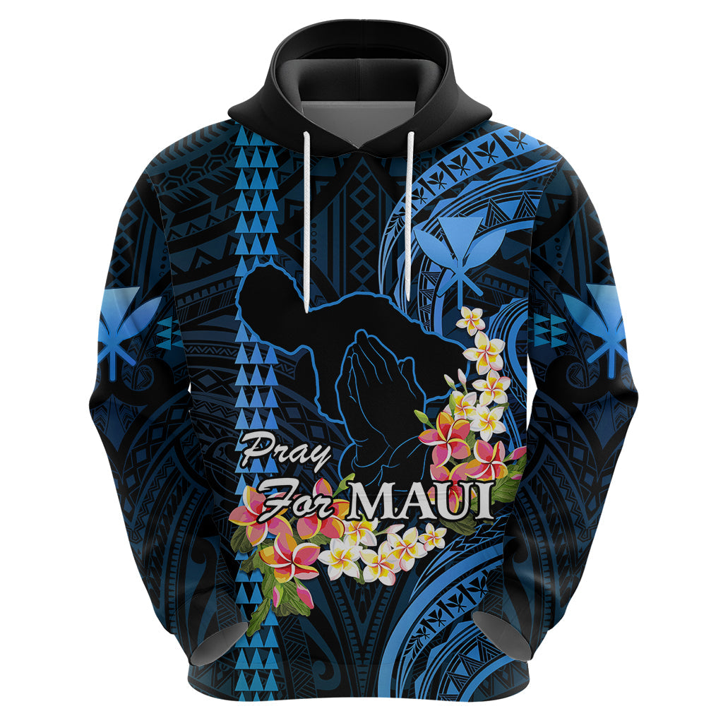 Hawaii Hoodie Pray For Maui Hawaiian Plumeria Be Strong Blue Verison LT14