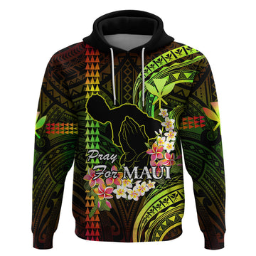 Hawaii Hoodie Pray For Maui Hawaiian Plumeria Be Strong Reggae Verison LT14
