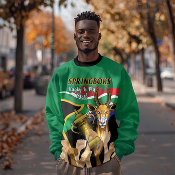 Personalised South Africa Special Holiday Sweatshirt Springboks Champions Celebration Rugby Is My Soul LT14