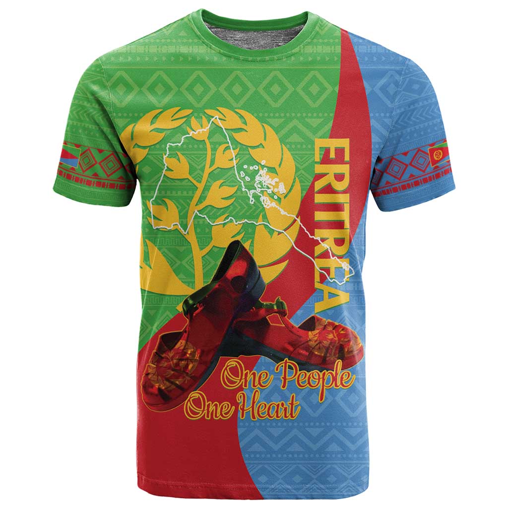 Personalised Eritrea Independence Day T shirt Shida Shoes Olive Branch African Pattern LT14