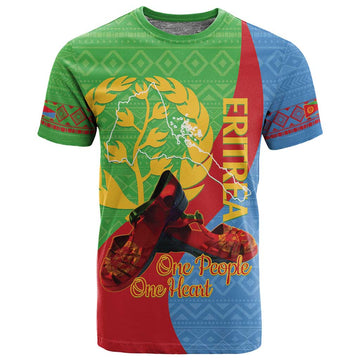 Personalised Eritrea Independence Day T shirt Shida Shoes Olive Branch African Pattern LT14