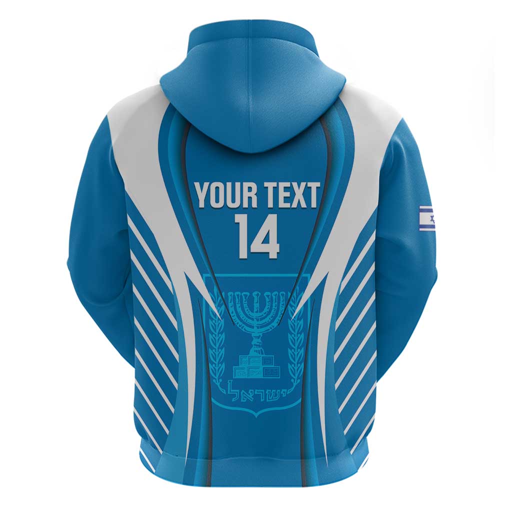 Custom Israel Football Hoodie Come On Sky Blue and Whites LT14