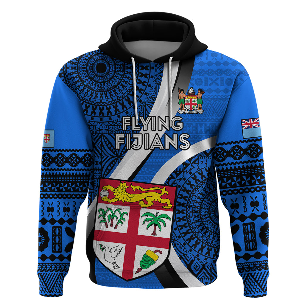 Custom Fiji Rugby Hoodie World Cup 2023 Go Champions Fijian Tapa Blue Version LT14