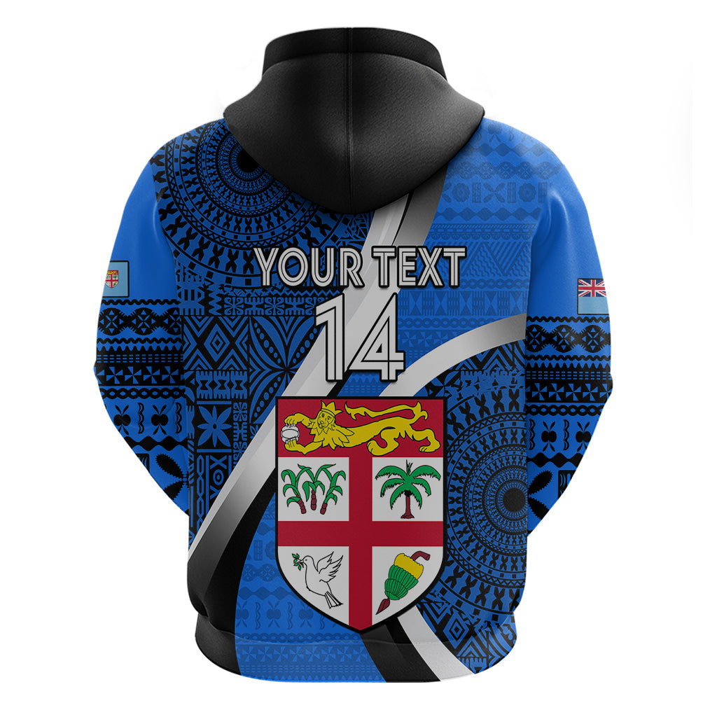 Custom Fiji Rugby Hoodie World Cup 2023 Go Champions Fijian Tapa Blue Version LT14