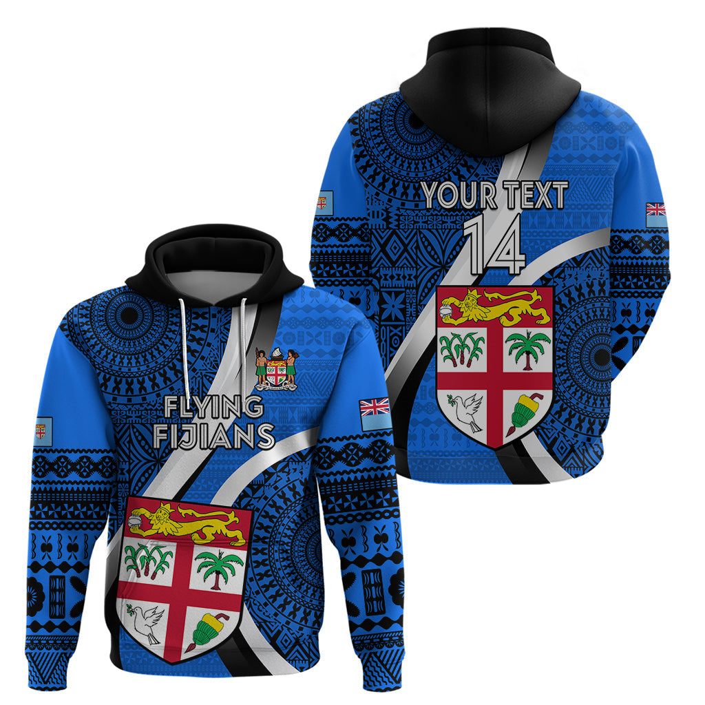 Custom Fiji Rugby Hoodie World Cup 2023 Go Champions Fijian Tapa Blue Version LT14
