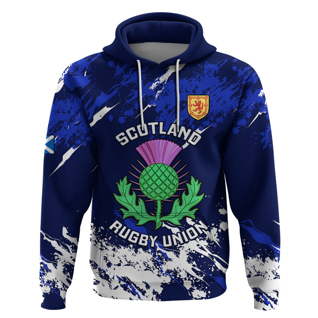 Scotland Rugby Hoodie World Cup 2023 Go Scottish Thistle Grunge Style LT14