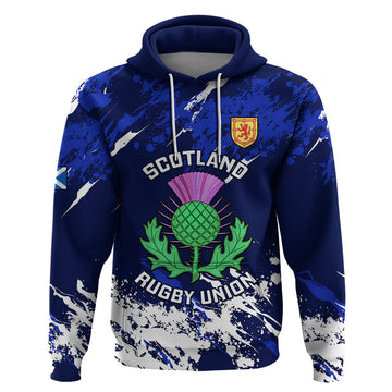 Scotland Rugby Hoodie World Cup 2023 Go Scottish Thistle Grunge Style LT14
