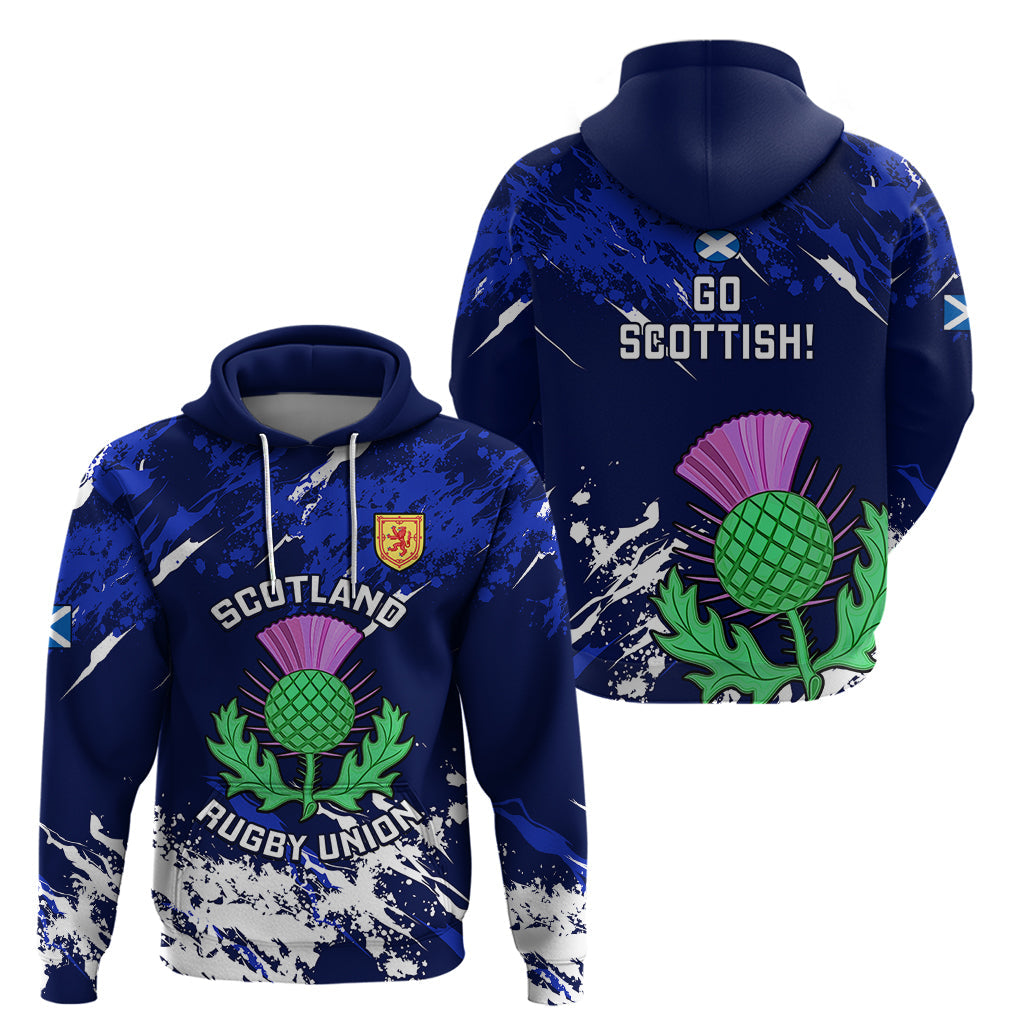Scotland Rugby Hoodie World Cup 2023 Go Scottish Thistle Grunge Style LT14