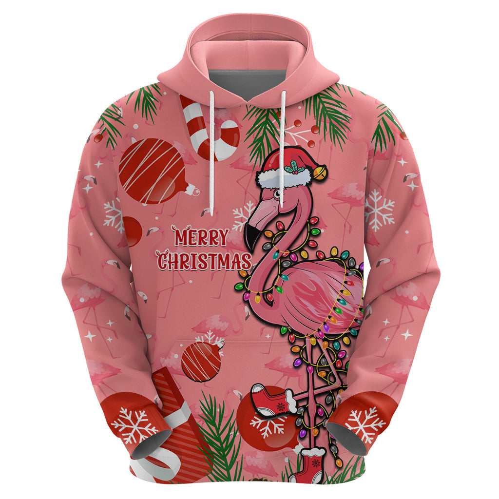 Flamingo Christmas Hoodie 2023 Seamless Xmas Vibes LT14