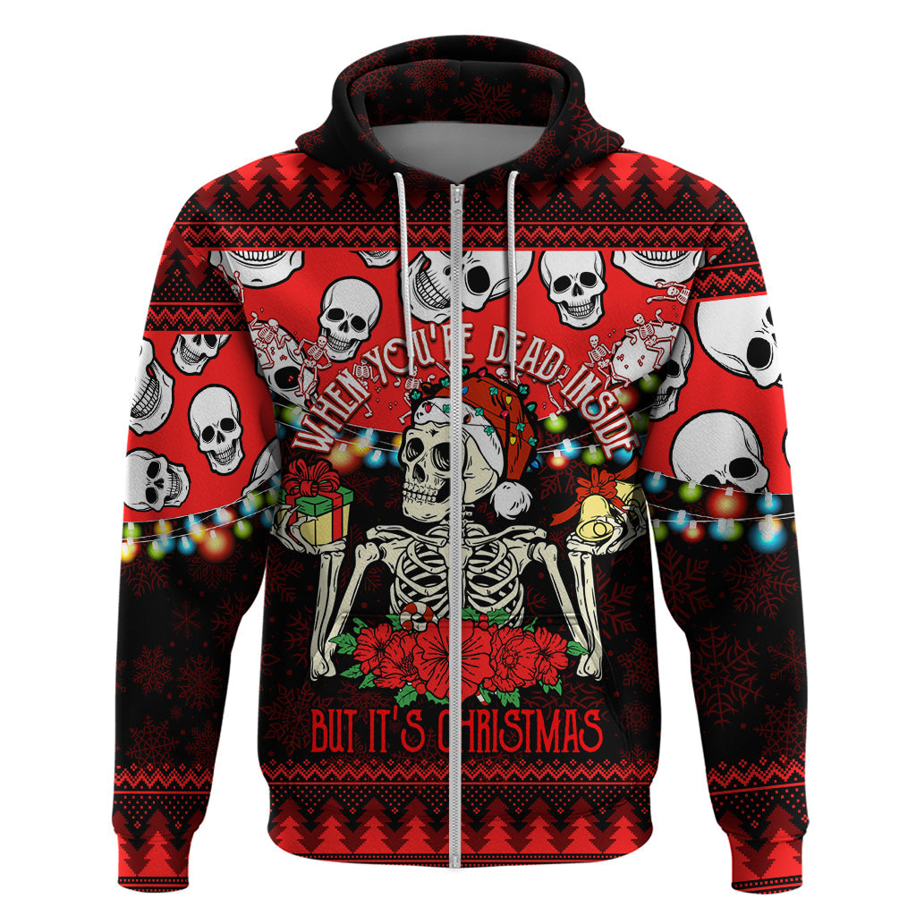 Skull Christmas Hoodie When You Are Dead Inside But It Is Christmas LT14