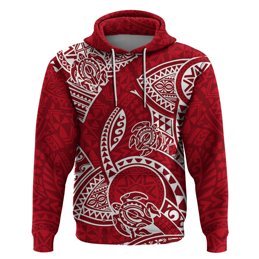 Polynesian Pride Hawaii Hoodie Hawaiian Tribal Honu Red Version LT14