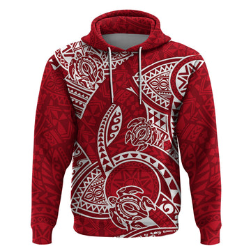 Polynesian Pride Hawaii Hoodie Hawaiian Tribal Honu Red Version LT14