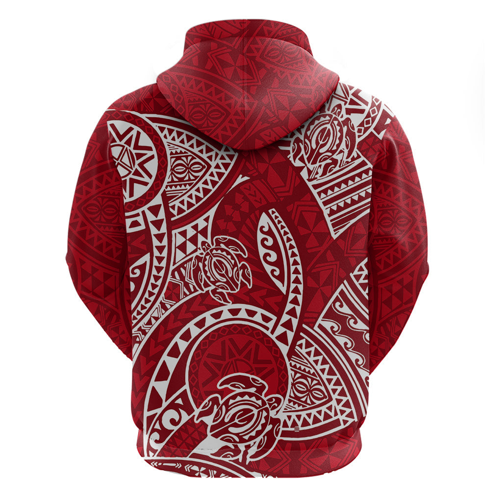 Polynesian Pride Hawaii Hoodie Hawaiian Tribal Honu Red Version LT14