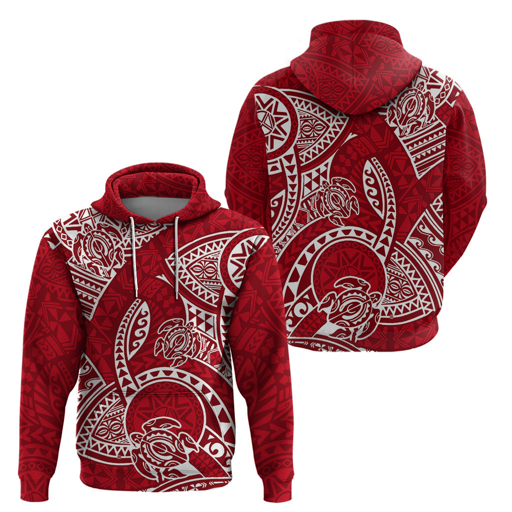 Polynesian Pride Hawaii Hoodie Hawaiian Tribal Honu Red Version LT14