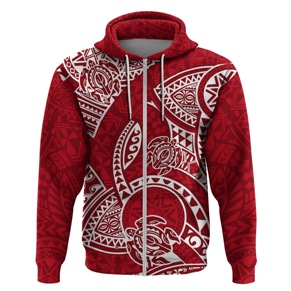 Polynesian Pride Hawaii Hoodie Hawaiian Tribal Honu Red Version LT14