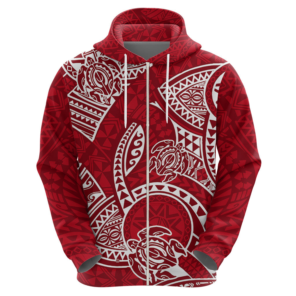 Polynesian Pride Hawaii Hoodie Hawaiian Tribal Honu Red Version LT14