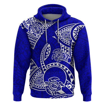 Polynesian Pride Hawaii Hoodie Hawaiian Tribal Honu Blue Version LT14