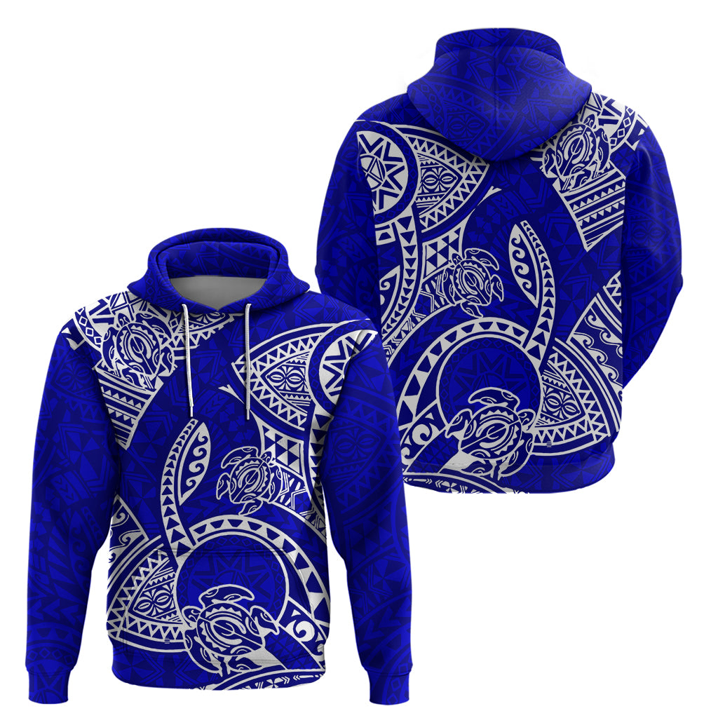 Polynesian Pride Hawaii Hoodie Hawaiian Tribal Honu Blue Version LT14