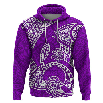 Polynesian Pride Hawaii Hoodie Hawaiian Tribal Honu Purple Version LT14