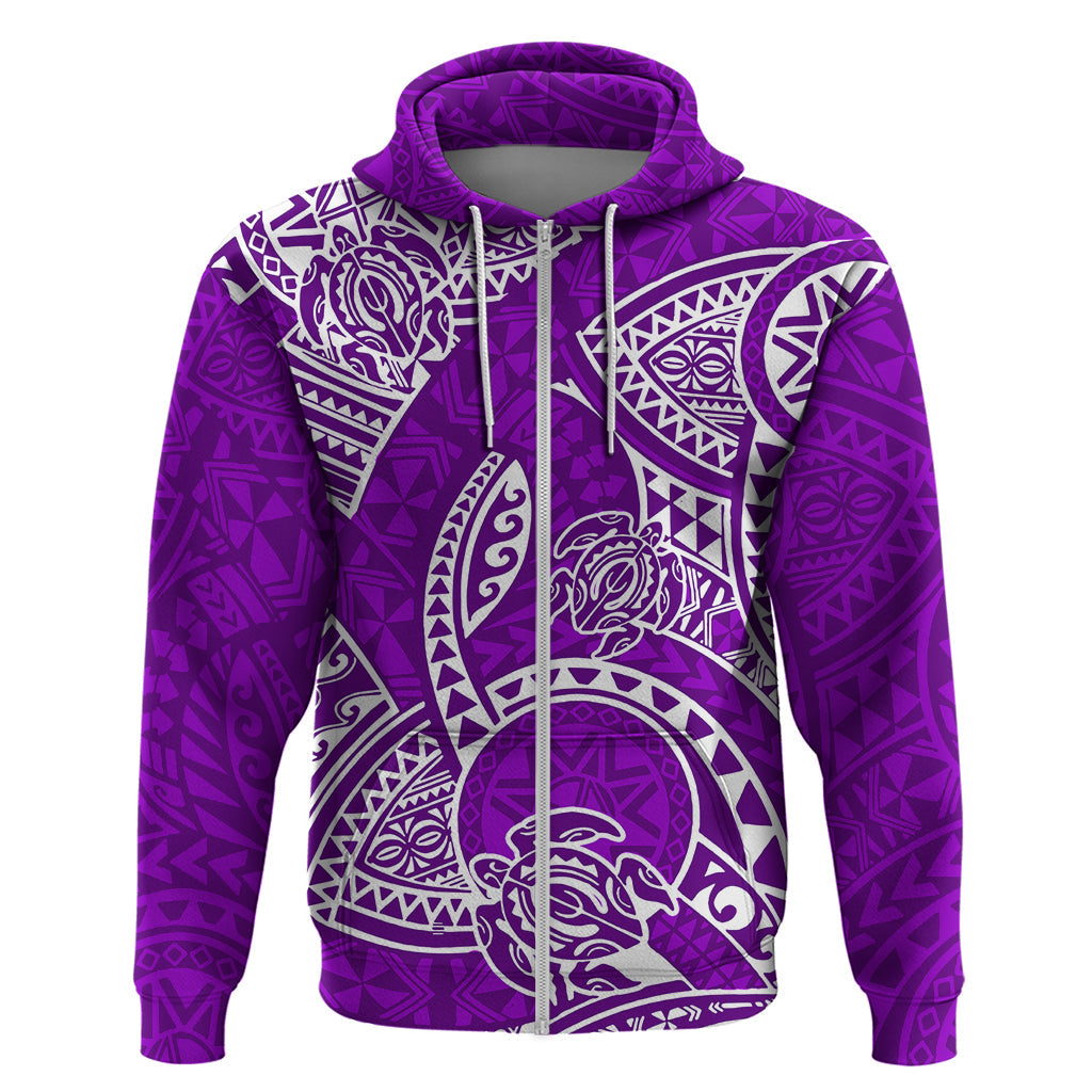 Polynesian Pride Hawaii Hoodie Hawaiian Tribal Honu Purple Version LT14