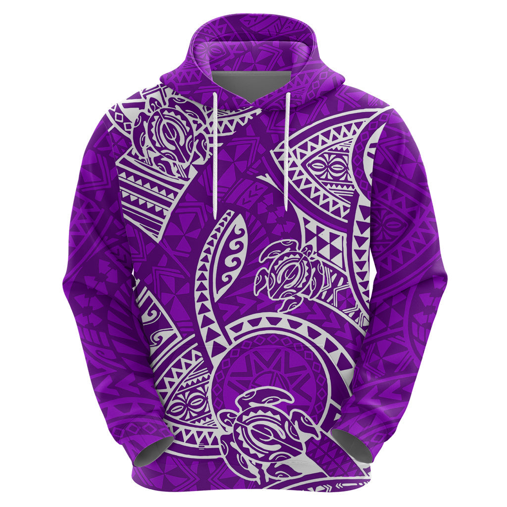 Polynesian Pride Hawaii Hoodie Hawaiian Tribal Honu Purple Version LT14
