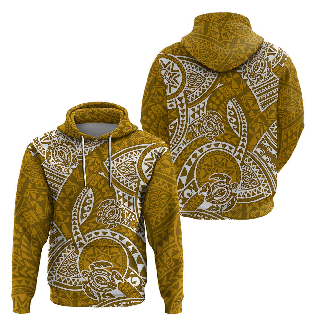 Polynesian Pride Hawaii Hoodie Hawaiian Tribal Honu Gold Version LT14